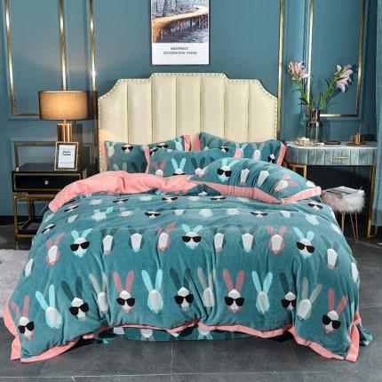 91家纺网 家纺一手货源 找家纺 昊川2020新款冬季加厚轻奢工艺款牛奶绒四件套 时尚先生