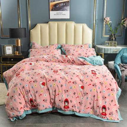 91家纺网 家纺一手货源 找家纺 昊川2020新款冬季加厚轻奢工艺款牛奶绒四件套 小红帽