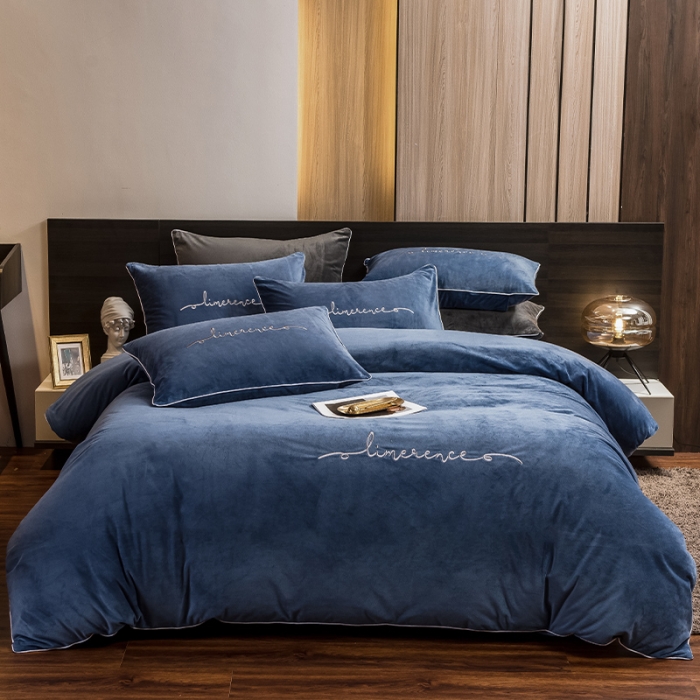 91家纺网 家纺一手货源 找家纺 瑞驰 2022新款A类婴儿绒保暖四件套 宾利蓝