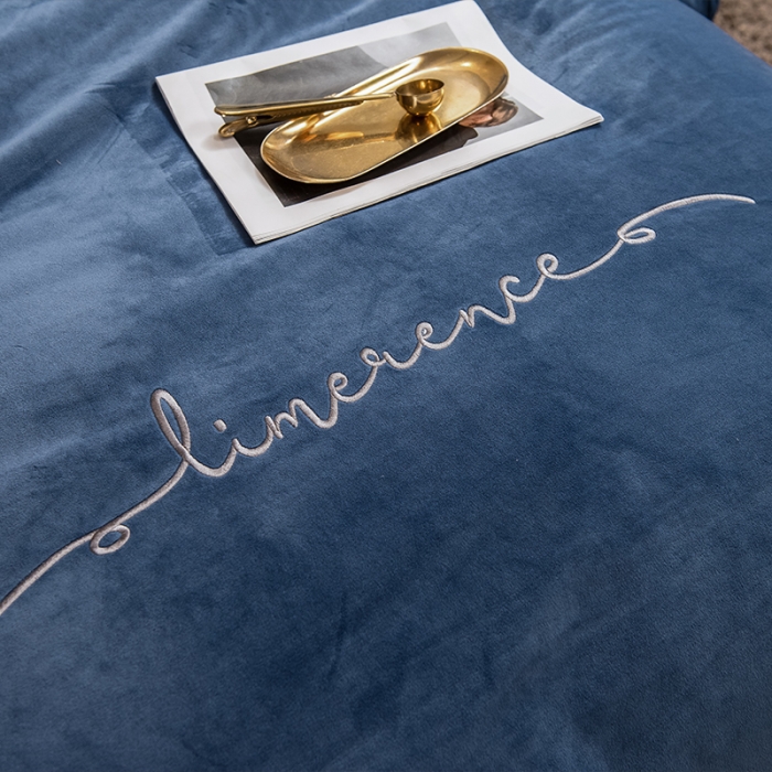 91家纺网 家纺一手货源 找家纺 瑞驰 2022新款A类婴儿绒保暖四件套 宾利蓝+摩登灰