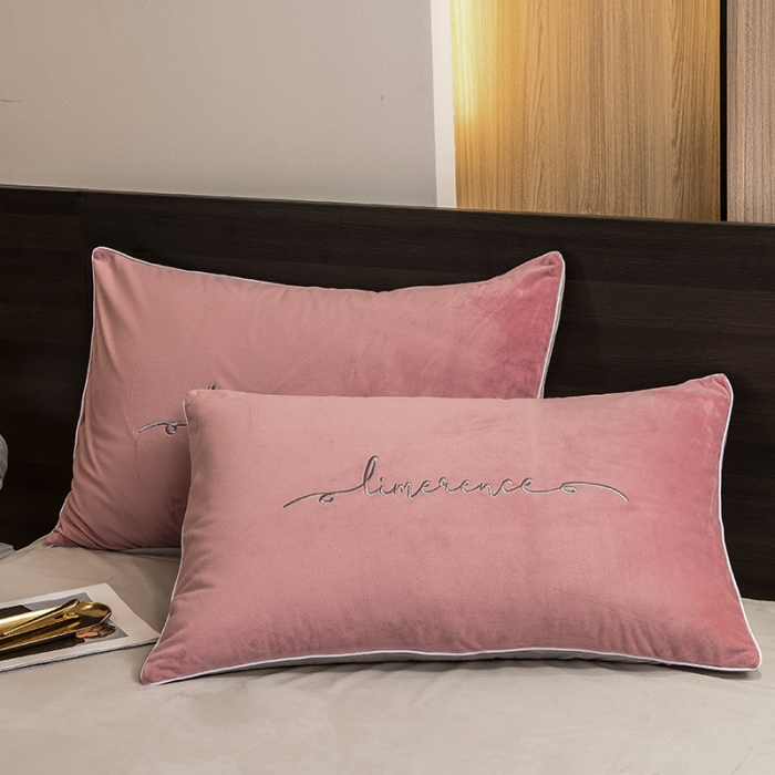 91家纺网 家纺一手货源 找家纺 瑞驰 2022新款A类婴儿绒保暖四件套 豆沙红+摩登灰