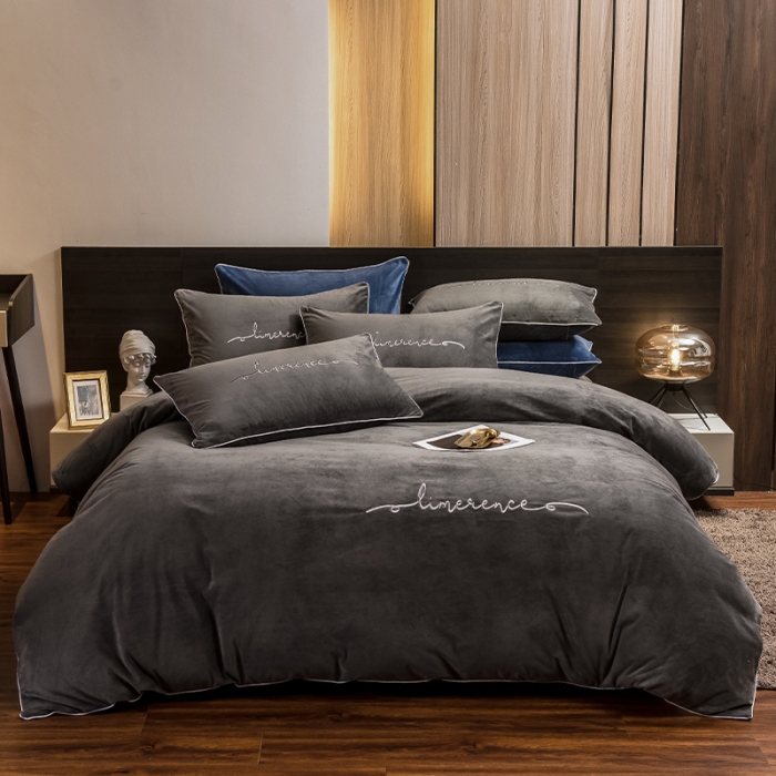 91家纺网 家纺一手货源 找家纺 瑞驰 2022新款A类婴儿绒保暖四件套 罗马灰