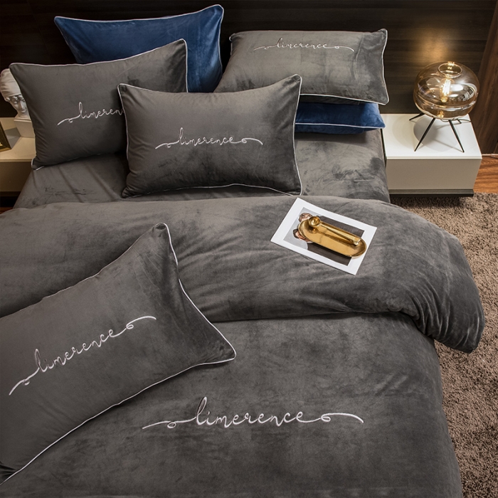 91家纺网 家纺一手货源 找家纺 瑞驰 2022新款A类婴儿绒保暖四件套 罗马灰