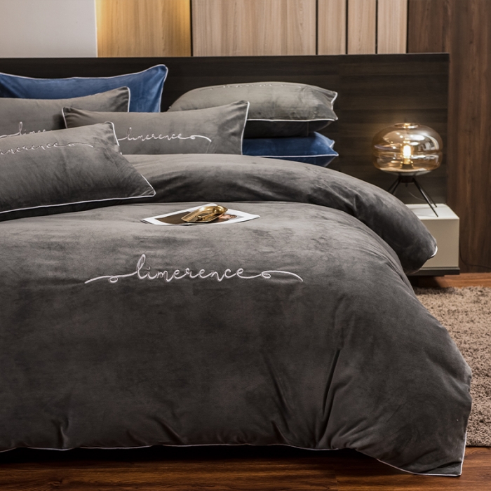 91家纺网 家纺一手货源 找家纺 瑞驰 2022新款A类婴儿绒保暖四件套 罗马灰