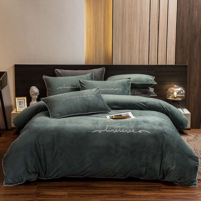 91家纺网 家纺一手货源 找家纺 瑞驰 2022新款A类婴儿绒保暖四件套 松石绿