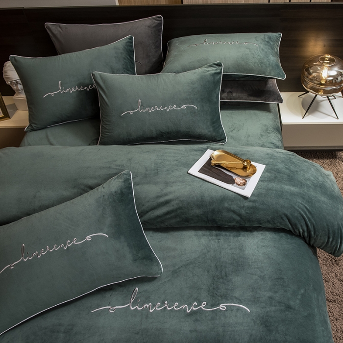 91家纺网 家纺一手货源 找家纺 瑞驰 2022新款A类婴儿绒保暖四件套 松石绿