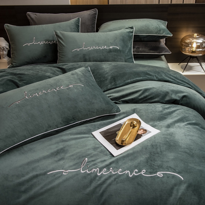 91家纺网 家纺一手货源 找家纺 瑞驰 2022新款A类婴儿绒保暖四件套 松石绿