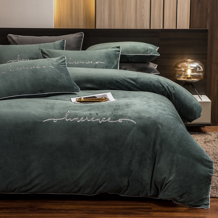 91家纺网 家纺一手货源 找家纺 瑞驰 2022新款A类婴儿绒保暖四件套 松石绿