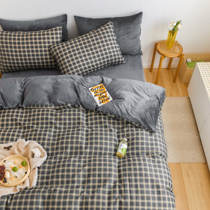 91家纺网 家纺一手货源 找家纺 梦家居 2020新款秋冬A棉B绒四件套 波尔绒