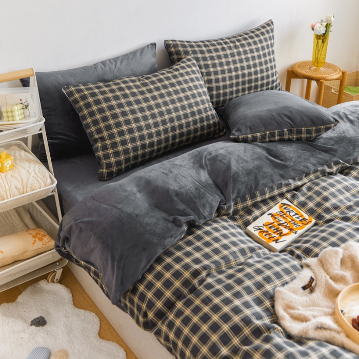 91家纺网 家纺一手货源 找家纺 梦家居 2020新款秋冬A棉B绒四件套 波尔绒