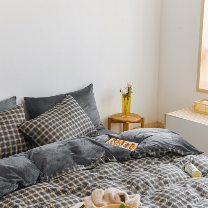 91家纺网 家纺一手货源 找家纺 梦家居 2020新款秋冬A棉B绒四件套 波尔绒