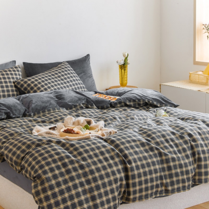 91家纺网 家纺一手货源 找家纺 梦家居 2020新款秋冬A棉B绒四件套 波尔绒