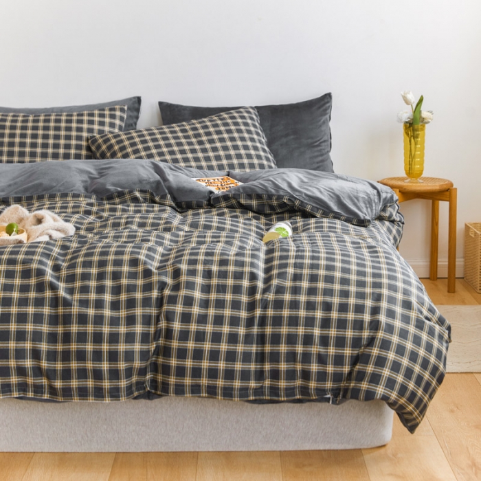 91家纺网 家纺一手货源 找家纺 梦家居 2020新款秋冬A棉B绒四件套 波尔绒