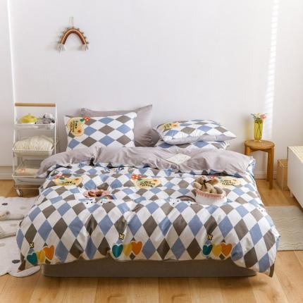 梦家居 2020新款秋冬A棉B绒四件套 彩虹绒