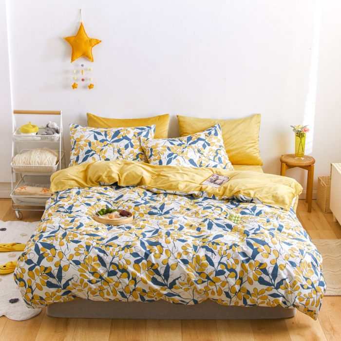 91家纺网 家纺一手货源 找家纺 梦家居 2020新款秋冬A棉B绒四件套 硕果盈枝绒