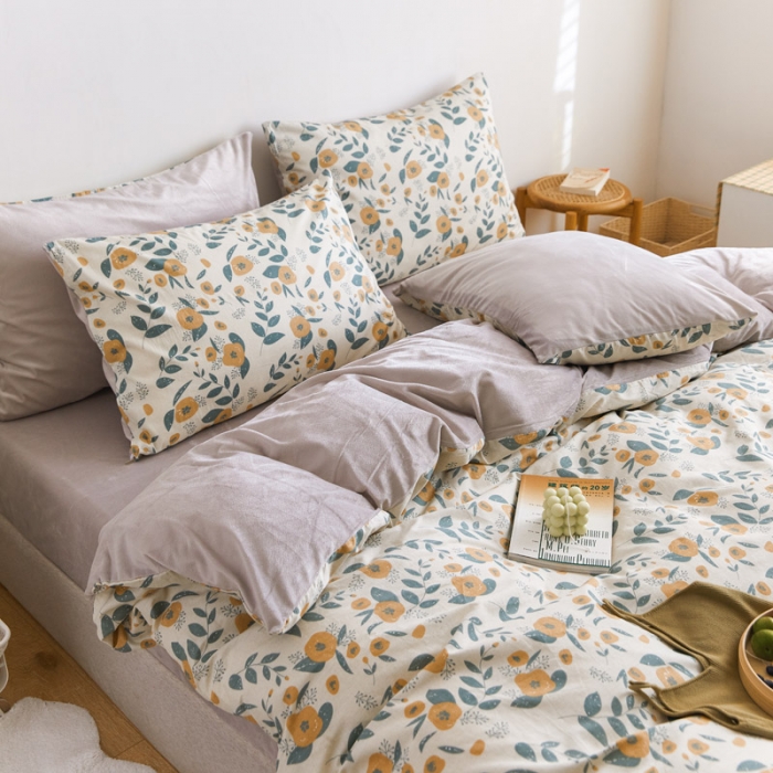 91家纺网 家纺一手货源 找家纺 梦家居 2020新款秋冬A棉B绒四件套 丝语绒