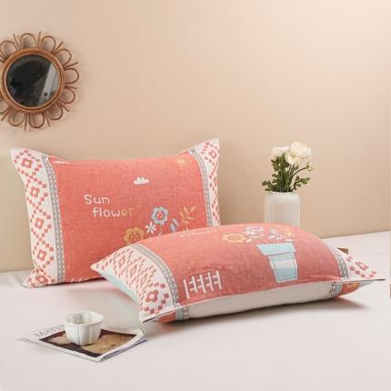 91家纺网 家纺一手货源 找家纺 （总）朴尔纯棉纱布成人防滑半包按扣固定式盖枕头一对巾全棉