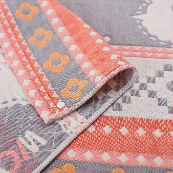 91家纺网 家纺一手货源 找家纺 朴尔纯棉纱布成人防滑半包按扣固定式盖枕头一对巾全棉 两只小熊灰