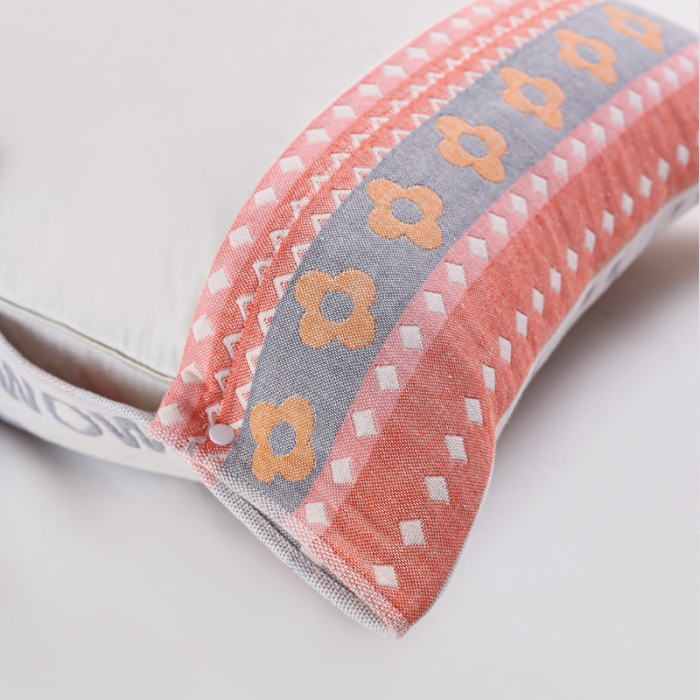 91家纺网 家纺一手货源 找家纺 朴尔纯棉纱布成人防滑半包按扣固定式盖枕头一对巾全棉 两只小熊灰