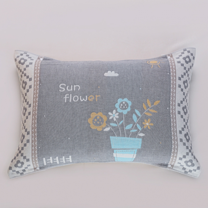 91家纺网 家纺一手货源 找家纺 朴尔纯棉纱布成人防滑半包按扣固定式盖枕头一对巾全棉 盆栽灰