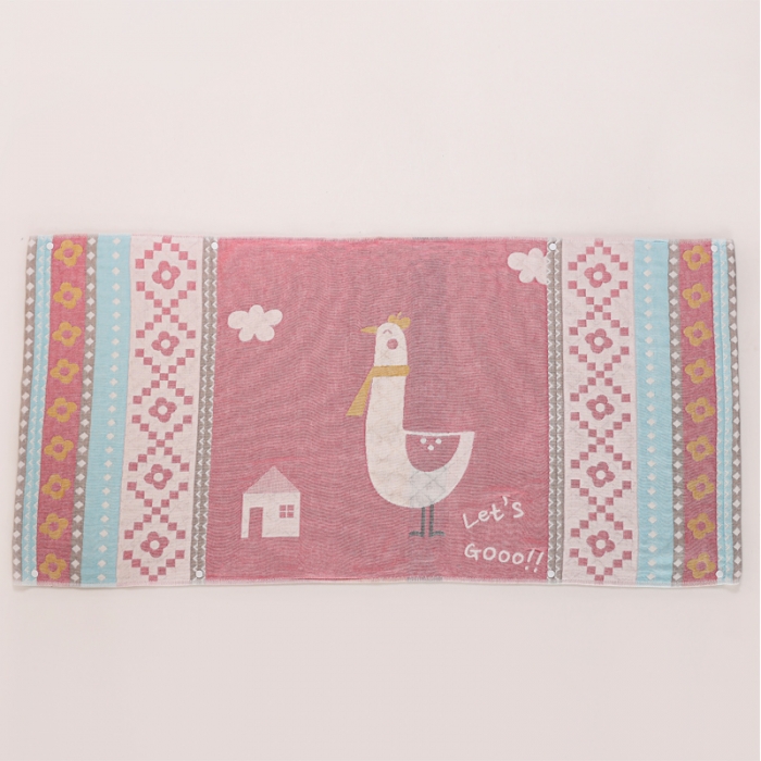 91家纺网 家纺一手货源 找家纺 朴尔纯棉纱布成人防滑半包按扣固定式盖枕头一对巾全棉 围脖萌鸡粉