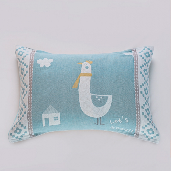 91家纺网 家纺一手货源 找家纺 朴尔纯棉纱布成人防滑半包按扣固定式盖枕头一对巾全棉 围脖萌鸡兰