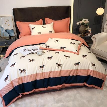 91家纺网 家纺一手货源 找家纺 太古汇 2020新款60支数码印花小边款四件套 特丽莎