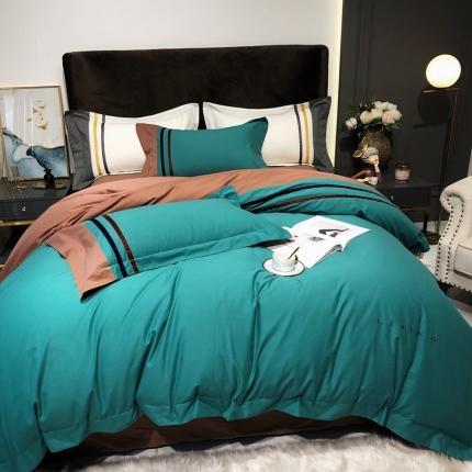 91家纺网 家纺一手货源 找家纺 太古汇2020新款100S单股磨毛工艺款四件套纯甄系列 纯甄-蓝绿