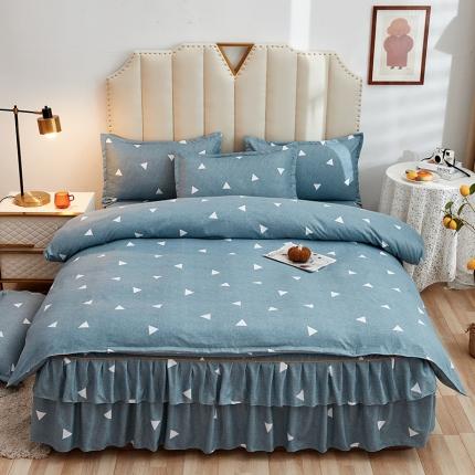 91家纺网 家纺一手货源 找家纺 （总）简冠2022新款北欧亲肤植物羊绒磨毛床裙款四件套