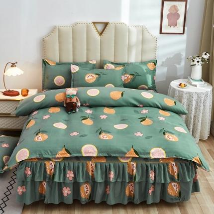 91家纺网 家纺一手货源 找家纺 （总）简冠2022新款北欧亲肤植物羊绒磨毛床裙款四件套