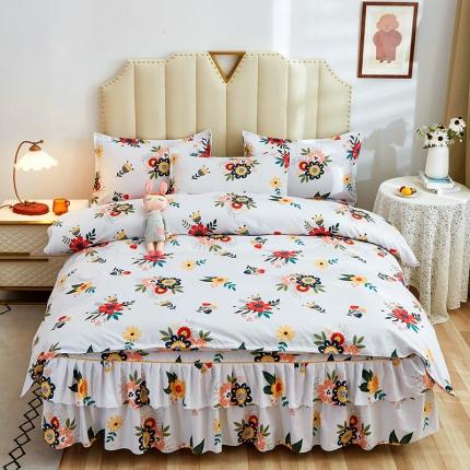 91家纺网 家纺一手货源 找家纺 （总）简冠2022新款北欧亲肤植物羊绒磨毛床裙款四件套