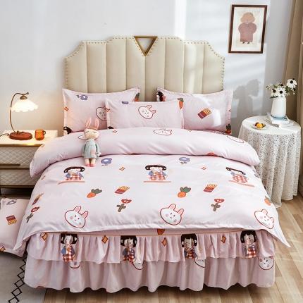 91家纺网 家纺一手货源 找家纺 （总）简冠2022新款北欧亲肤植物羊绒磨毛床裙款四件套