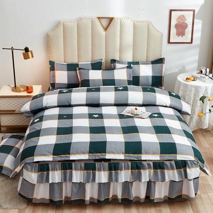 91家纺网 家纺一手货源 找家纺 简冠2022新款北欧亲肤植物羊绒磨毛床裙款四件套 星格粉