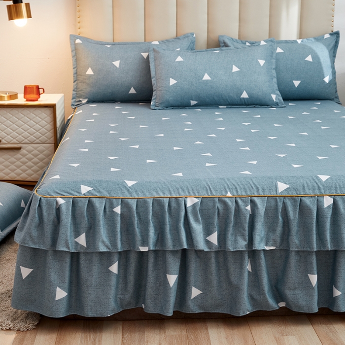 91家纺网 家纺一手货源 找家纺 简冠2022新款北欧亲肤植物羊绒磨毛床裙款四件套 爱巢