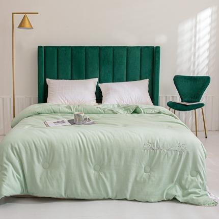 91家纺网 家纺一手货源 找家纺 久典 2020新款生态暖绒抗菌被 奥利--绿色