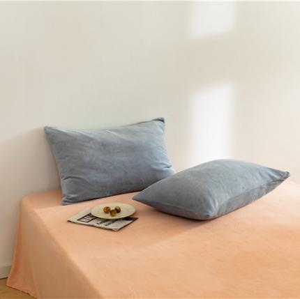 棉眠 2020新款秋冬纯色牛奶绒单品枕套 雾霾蓝