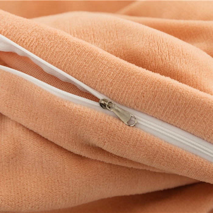 91家纺网 家纺一手货源 找家纺 棉眠 2020新款秋冬纯色牛奶绒四件套 珊瑚粉+雾霾蓝