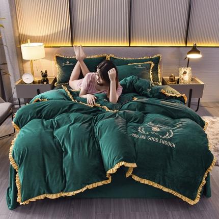 91家纺网 家纺一手货源 找家纺 （总）米奈2020款朵拉高克重水晶绒木耳边系列四件套