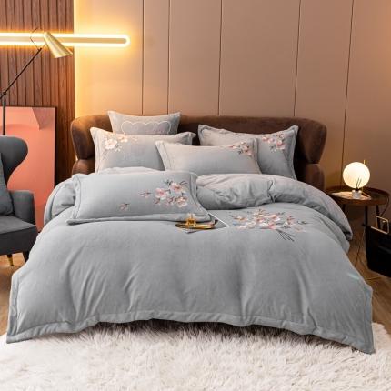 91家纺网 家纺一手货源 找家纺 总2020牛奶绒绣花宽边四件套法莱绒水晶绒魔法莱绒宝宝绒被套