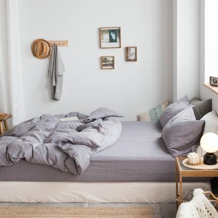 91家纺网 家纺一手货源 找家纺 尚品本色 2022新款水洗棉套件系列-单床笠 冷灰