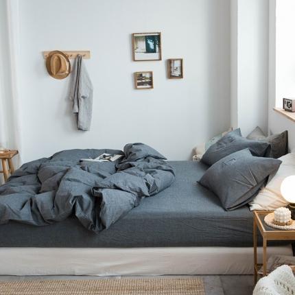 91家纺网 家纺一手货源 找家纺 尚品本色 2022新款水洗棉套件系列-单床笠 深灰