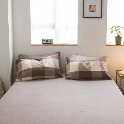 91家纺网 家纺一手货源 找家纺 尚品本色 2022新款水洗棉套件系列-单床单 咖大格