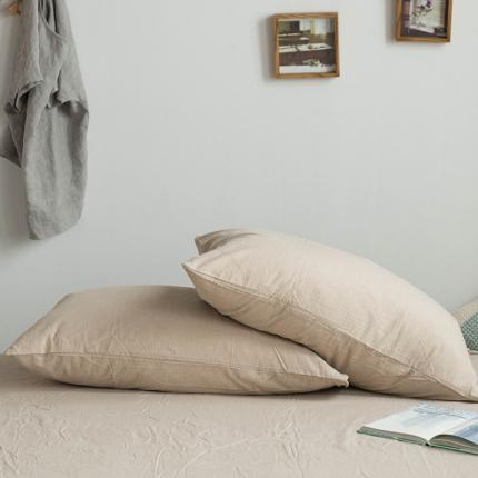 91家纺网 家纺一手货源 找家纺 尚品本色 2022新款水洗棉套件系列-单枕套 纯米色/对