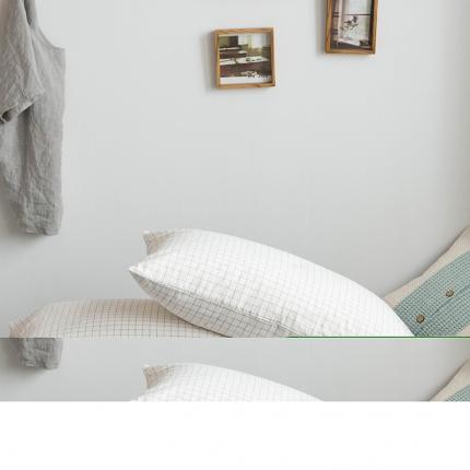 91家纺网 家纺一手货源 找家纺 尚品本色 2022新款水洗棉套件系列-单枕套 小白格/对