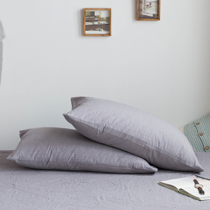 91家纺网 家纺一手货源 找家纺 尚品本色 2022新款水洗棉套件系列-单枕套 冷灰/对