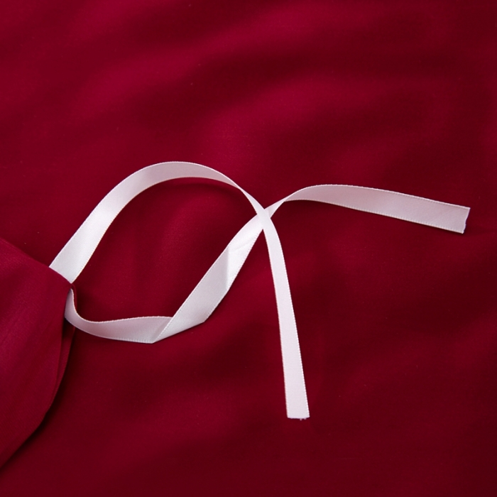 91家纺网 家纺一手货源 找家纺 赫本真丝馆 2025新款素色全真丝系四件套 浪漫红