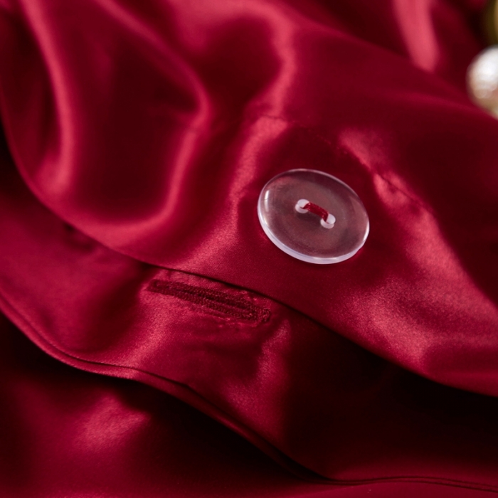 91家纺网 家纺一手货源 找家纺 赫本真丝馆 2025新款素色全真丝系四件套 浪漫红