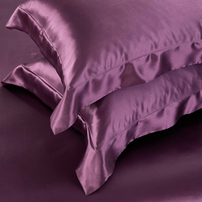 91家纺网 家纺一手货源 找家纺 赫本真丝馆 2025新款素色全真丝系四件套 冷艳紫2