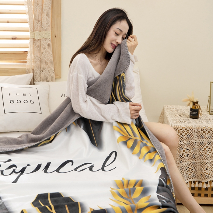 91家纺网 家纺一手货源 找家纺 宅部落婴肤绒小兔绒双面毯披肩毯办公毯车毯毛毯盖毯 热带风情