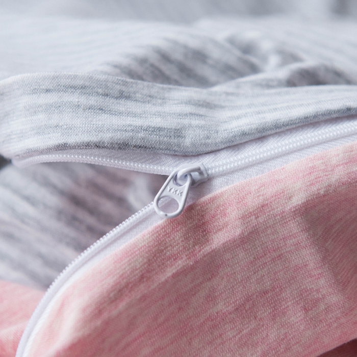 91家纺网 家纺一手货源 找家纺 尚品本色 2022新款针织棉套件系列-单品被套 粉灰细条